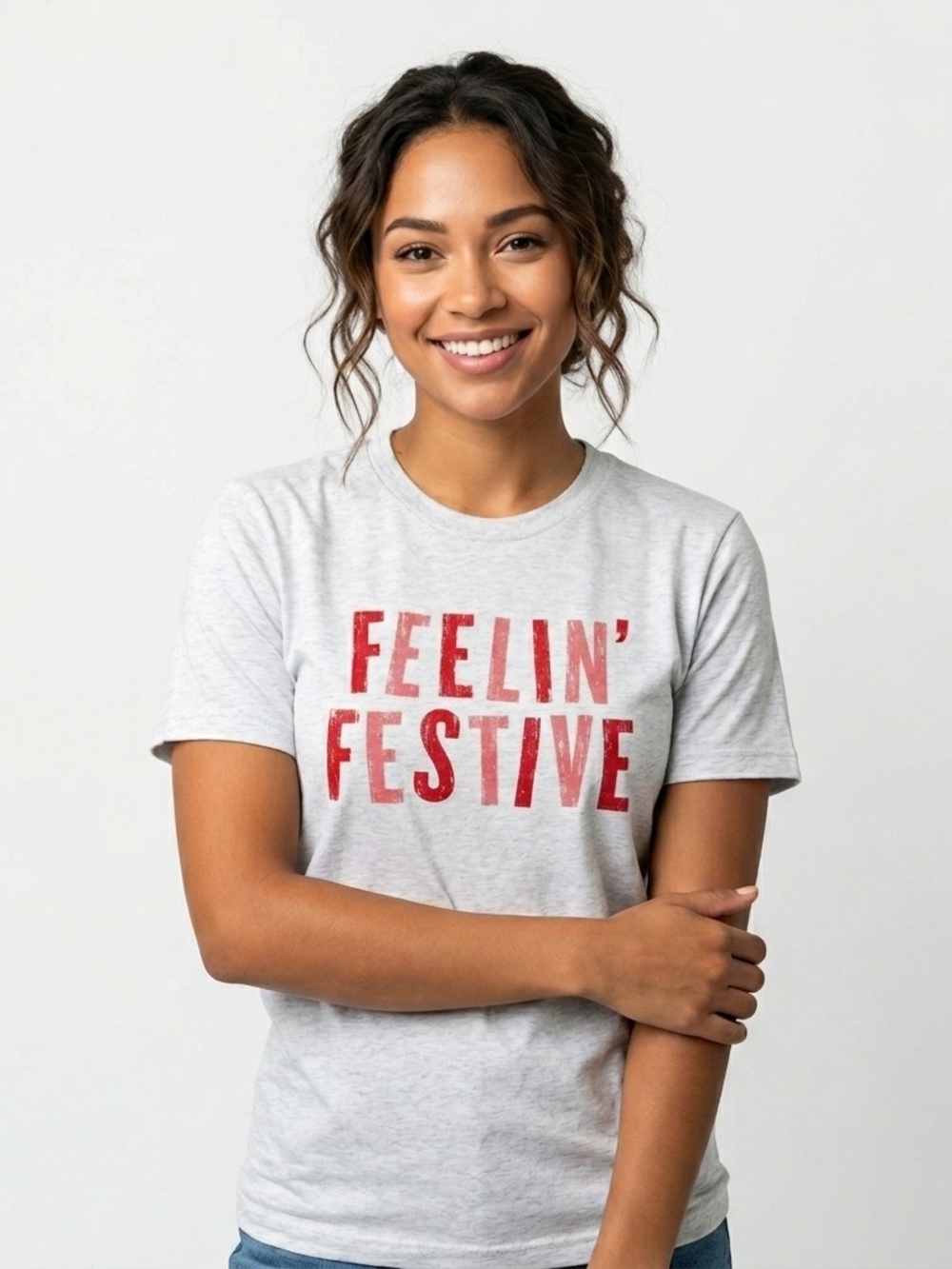 Next Level Apparel Light Heather Gray Crewneck Tee with Tag Accent